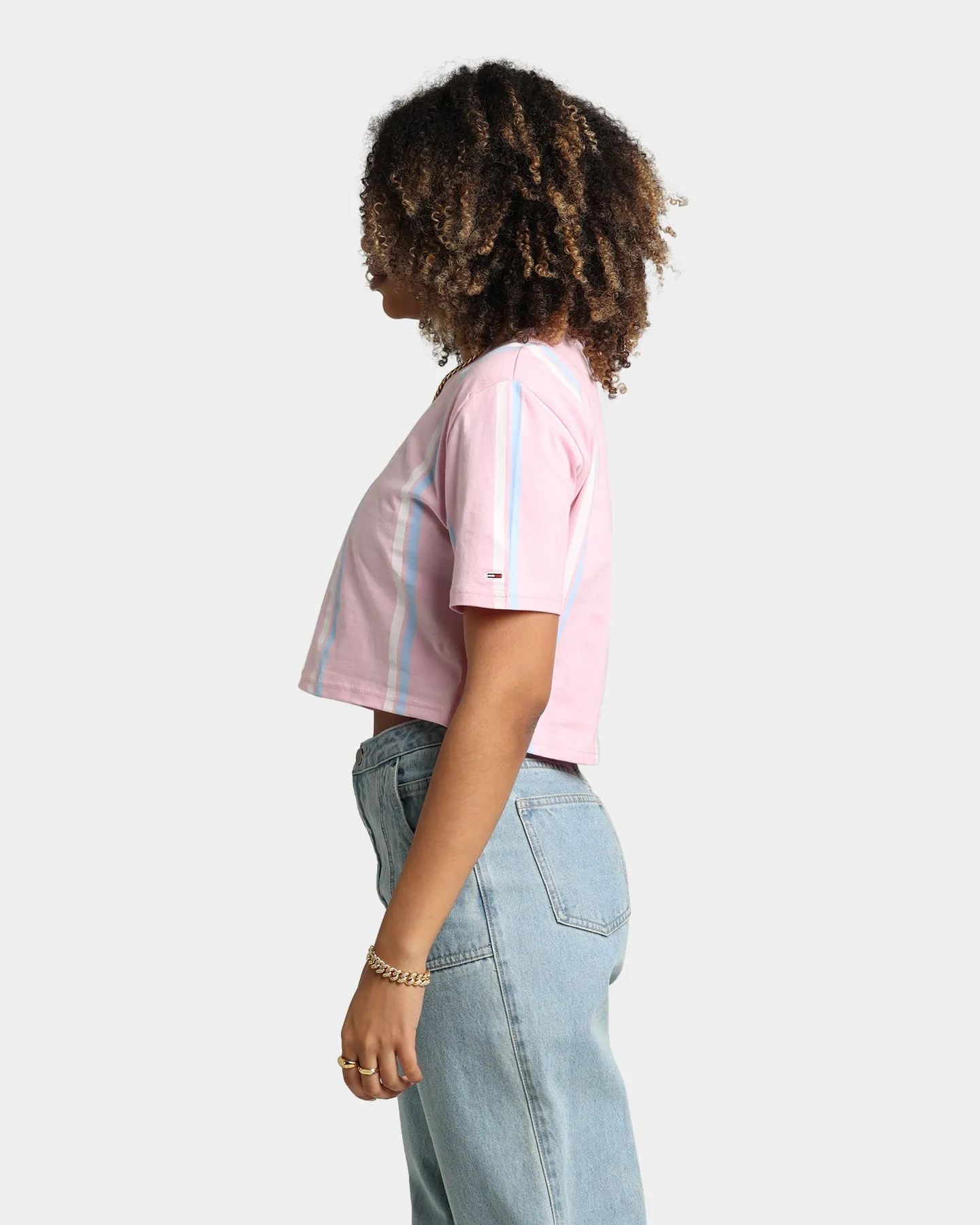 Tommy Jeans Women's Stripe 2 Crop T-Shirt Romantic Pink