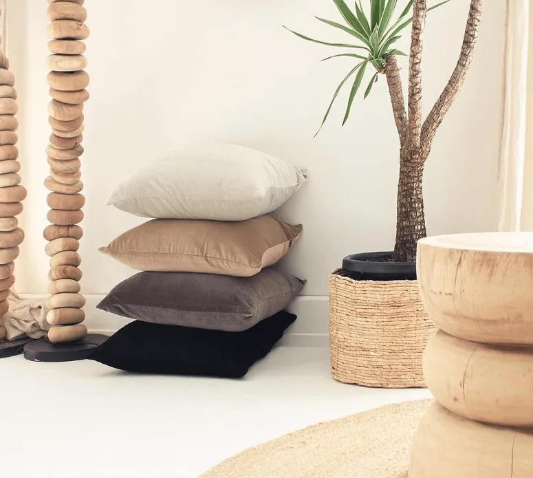 Velvet Natural Lounge Cushion 55 x 55cm