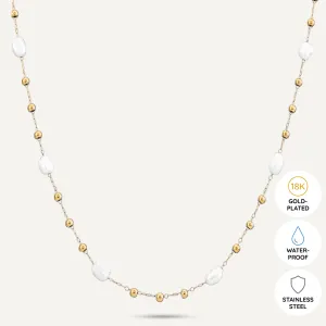 Vibes | Golden Harmony Beaded Pearl Necklace | 18K Gold-Plated