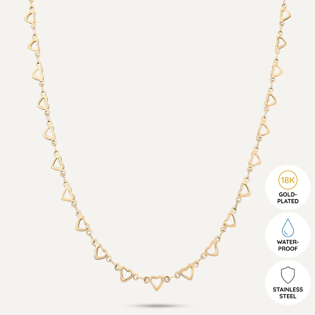 Vibes | Love Link Heart Necklace | 18K Gold-Plated