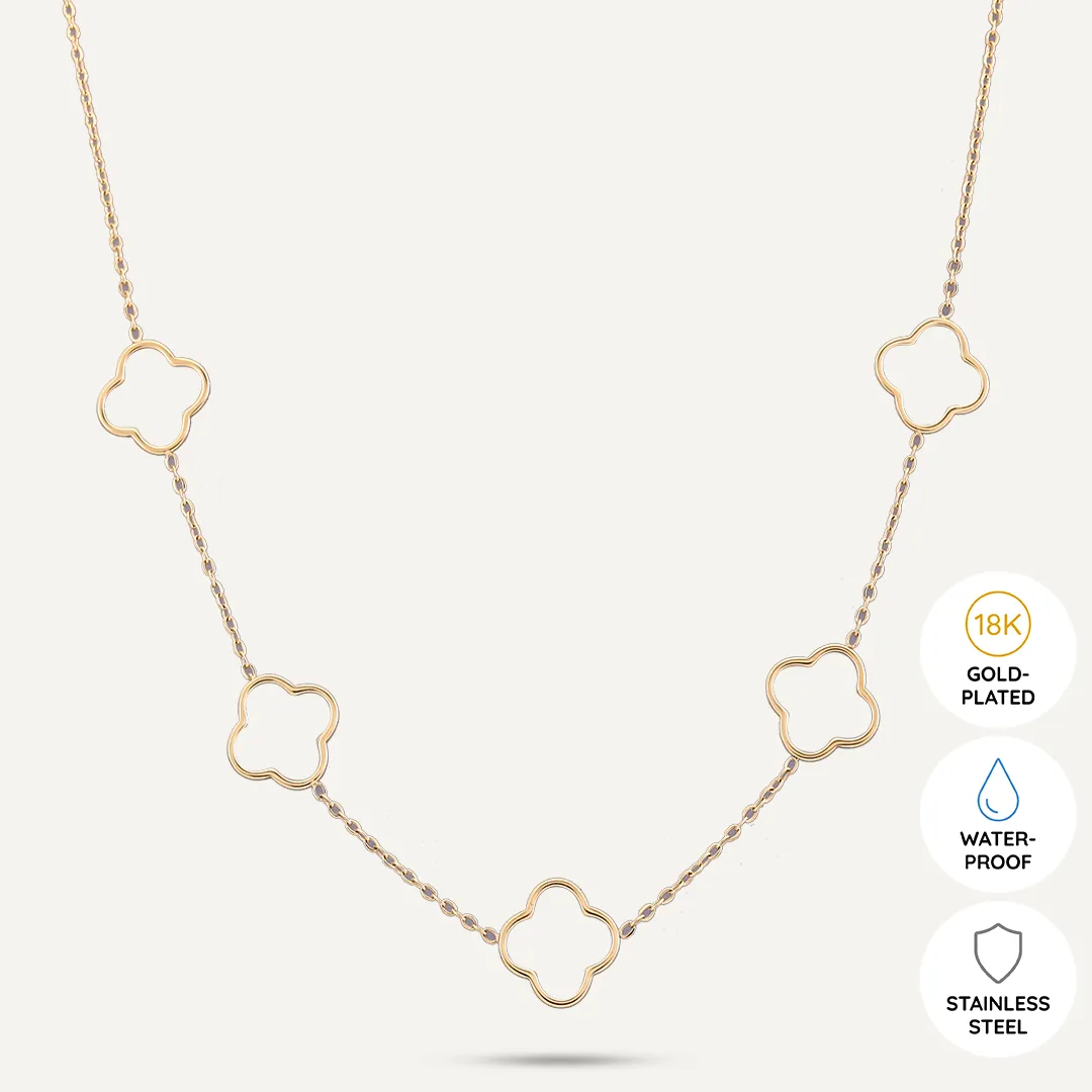Vibes | Lucky Clover Short Necklace | 18K Gold-Plated