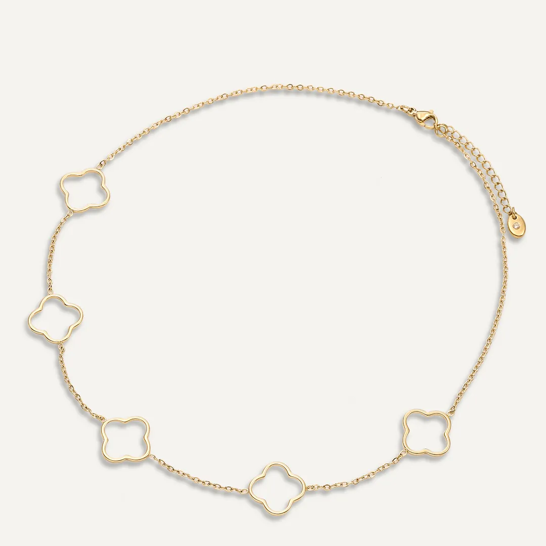 Vibes | Lucky Clover Short Necklace | 18K Gold-Plated