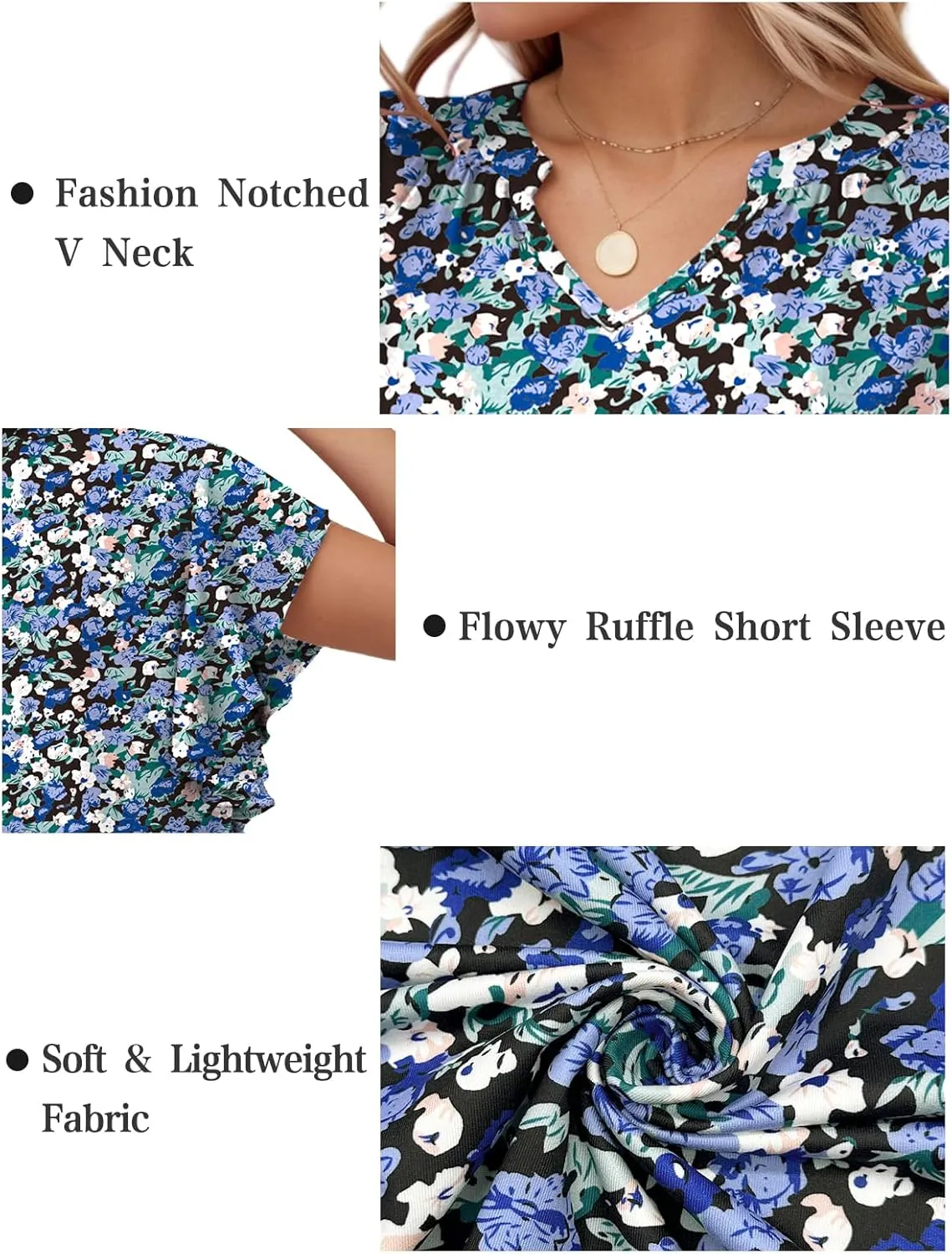 VISLILY Womens-Plus-Size-Summer-Tops Flowy Ruffle Short Sleeve T Shirts Cute Notched V Neck Tunics Casual Blouses Tee XL-5XL