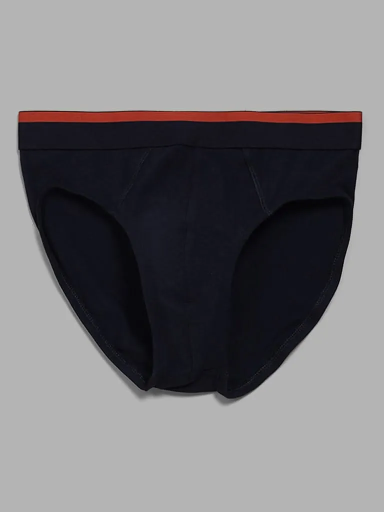 WES Lounge Navy Printed Basic Briefs - Pack of 3