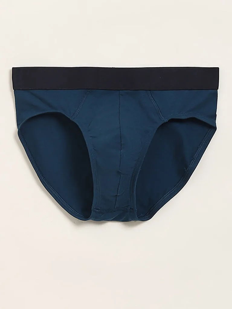 WES Lounge Teal Cotton Blend Relaxed Fit Briefs - Pack of 3