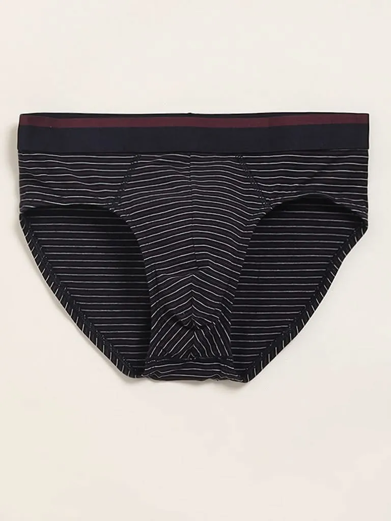 WES Lounge Wine Printed Cotton Blend Relaxed Fit Briefs - Pack of 3