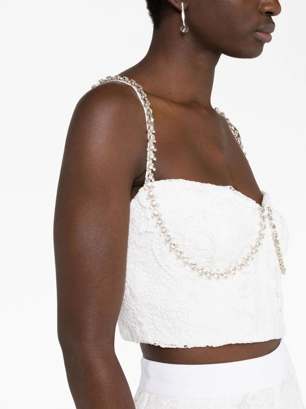 White Cord Lace Diamante Top