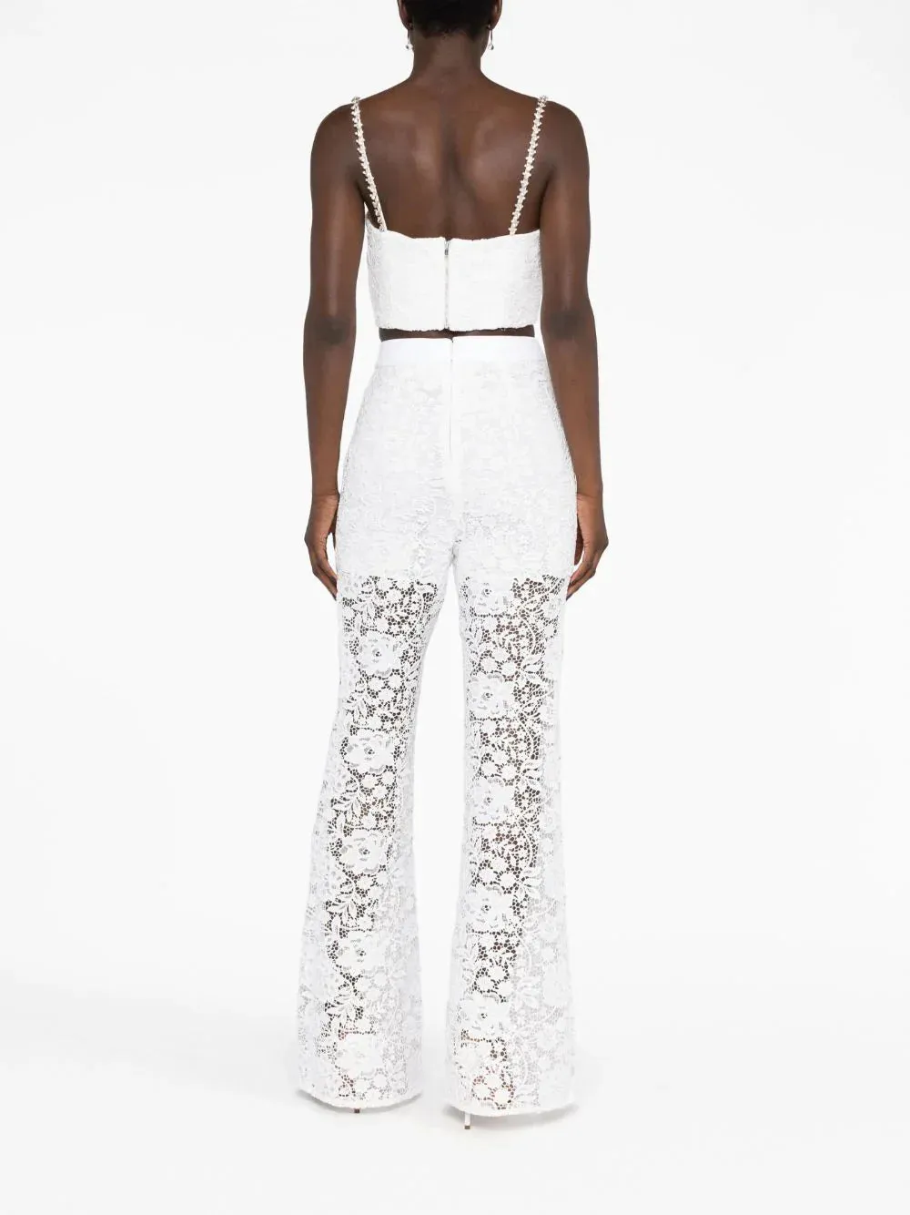 White Cord Lace Diamante Top
