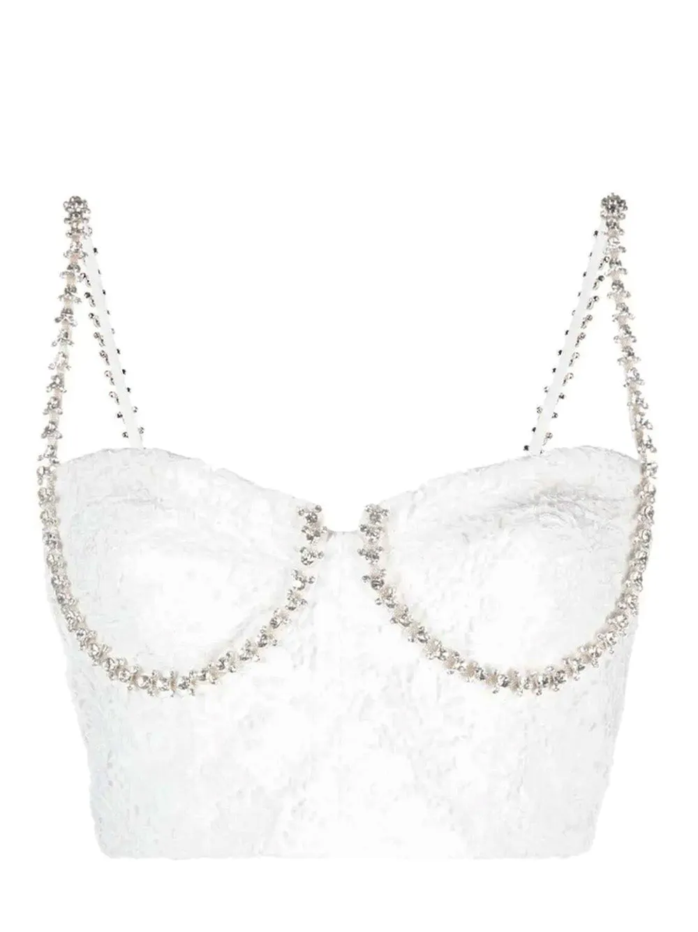 White Cord Lace Diamante Top