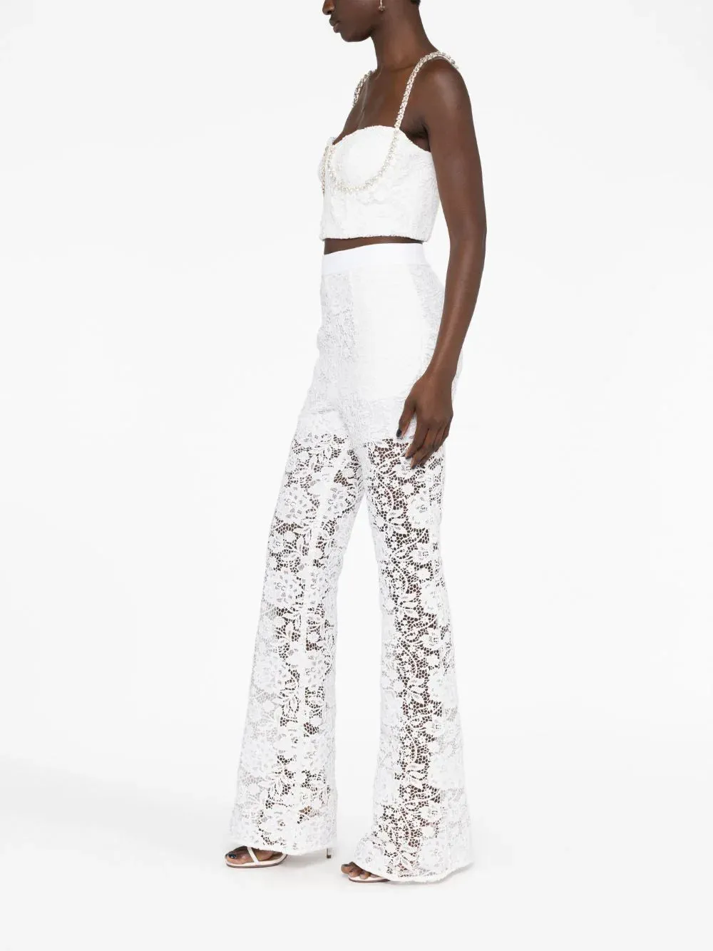 White Cord Lace Diamante Top