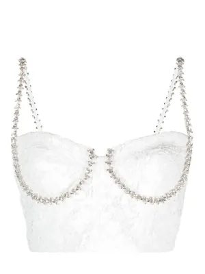 White Cord Lace Diamante Top