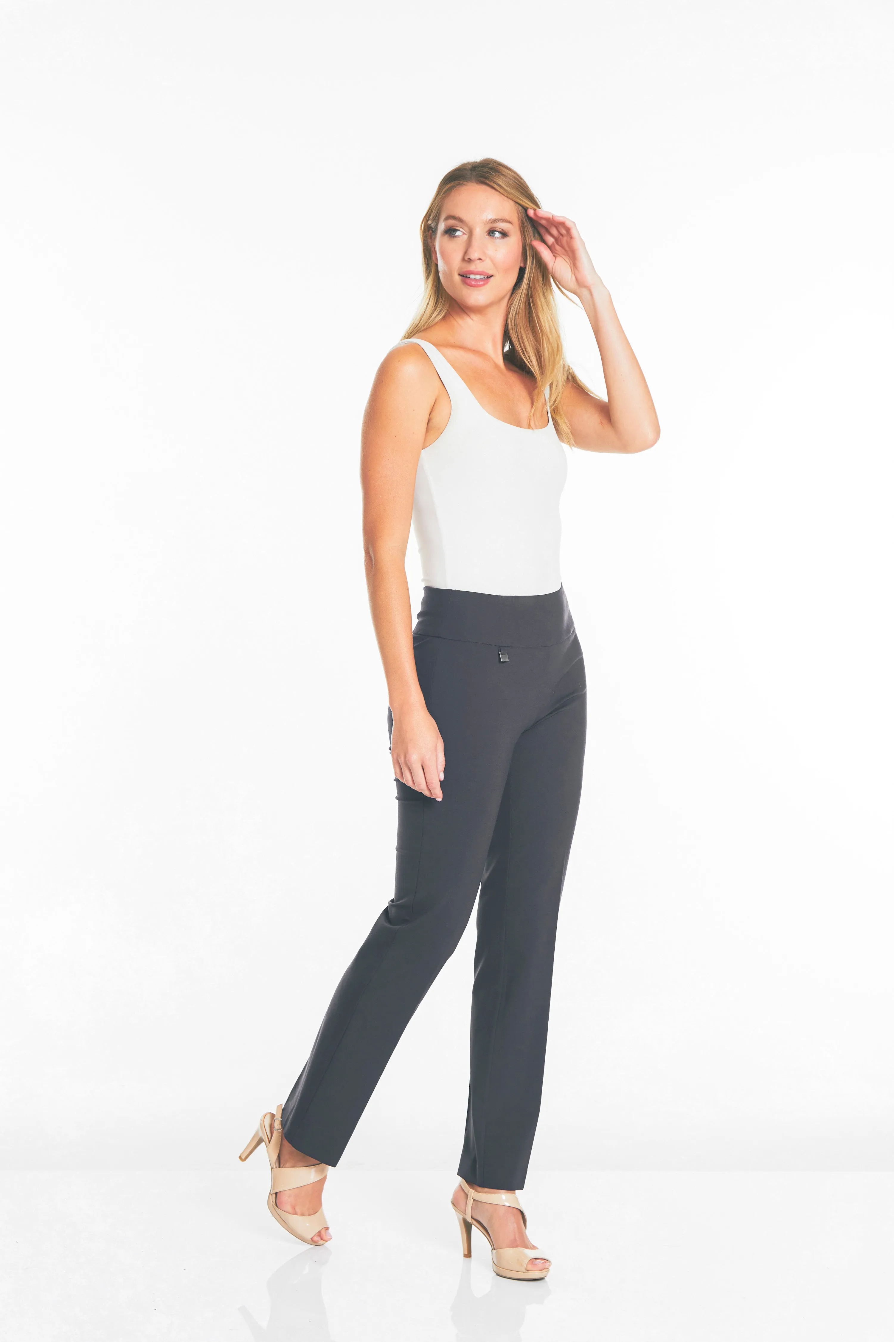 WIDE BAND PULL ON RELAXED LEG PANT - Intense Grey