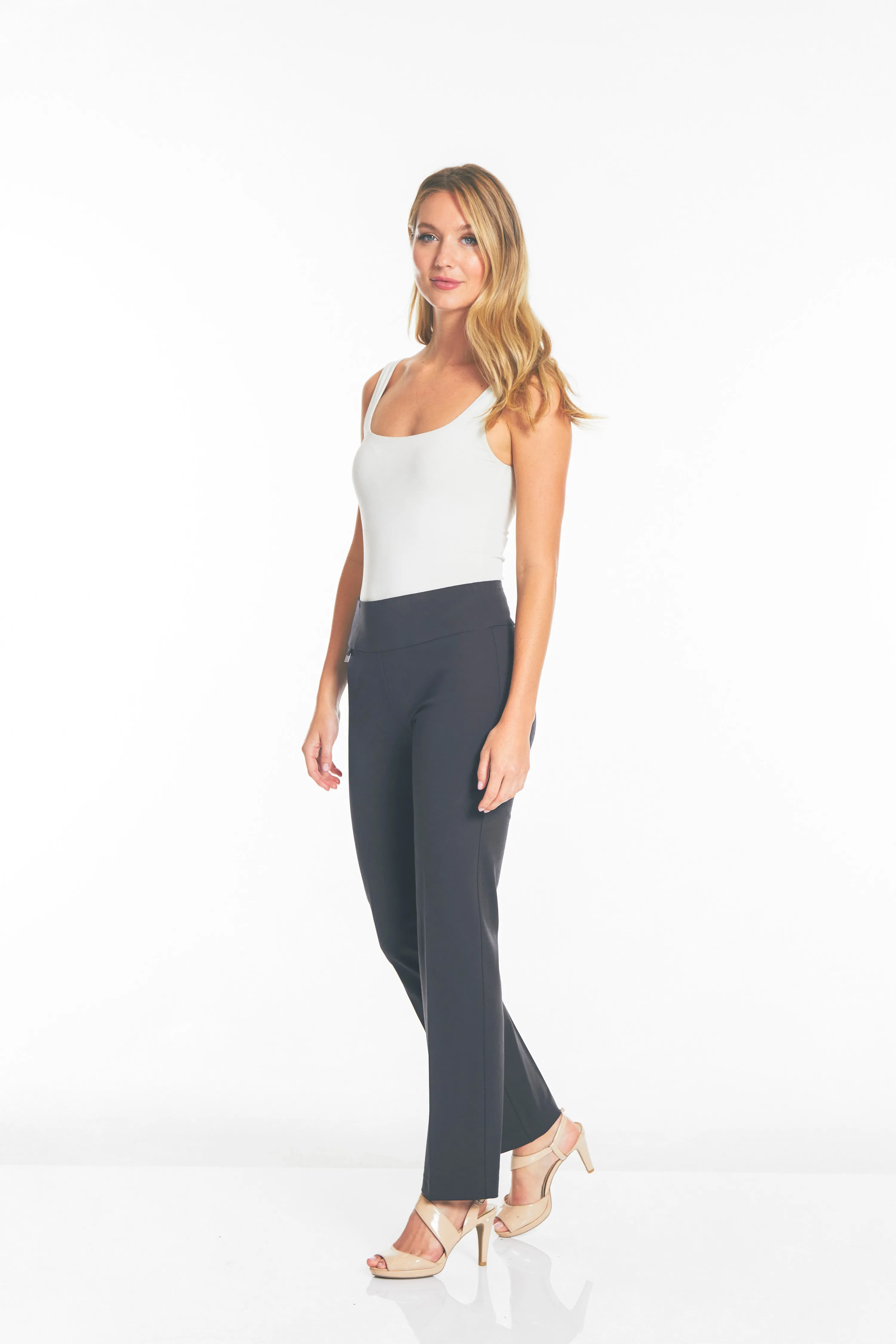 WIDE BAND PULL ON RELAXED LEG PANT - Intense Grey