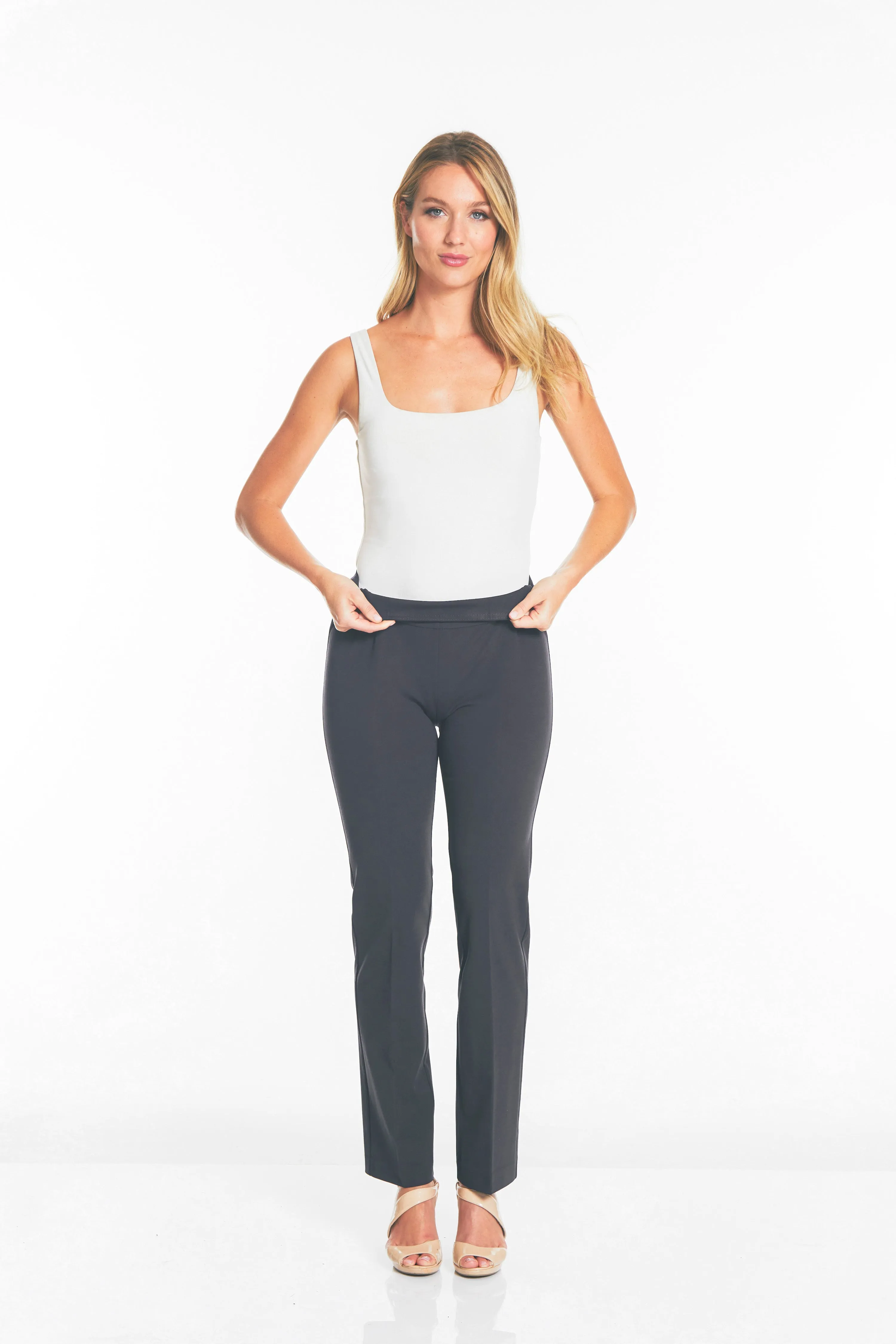WIDE BAND PULL ON RELAXED LEG PANT - Intense Grey