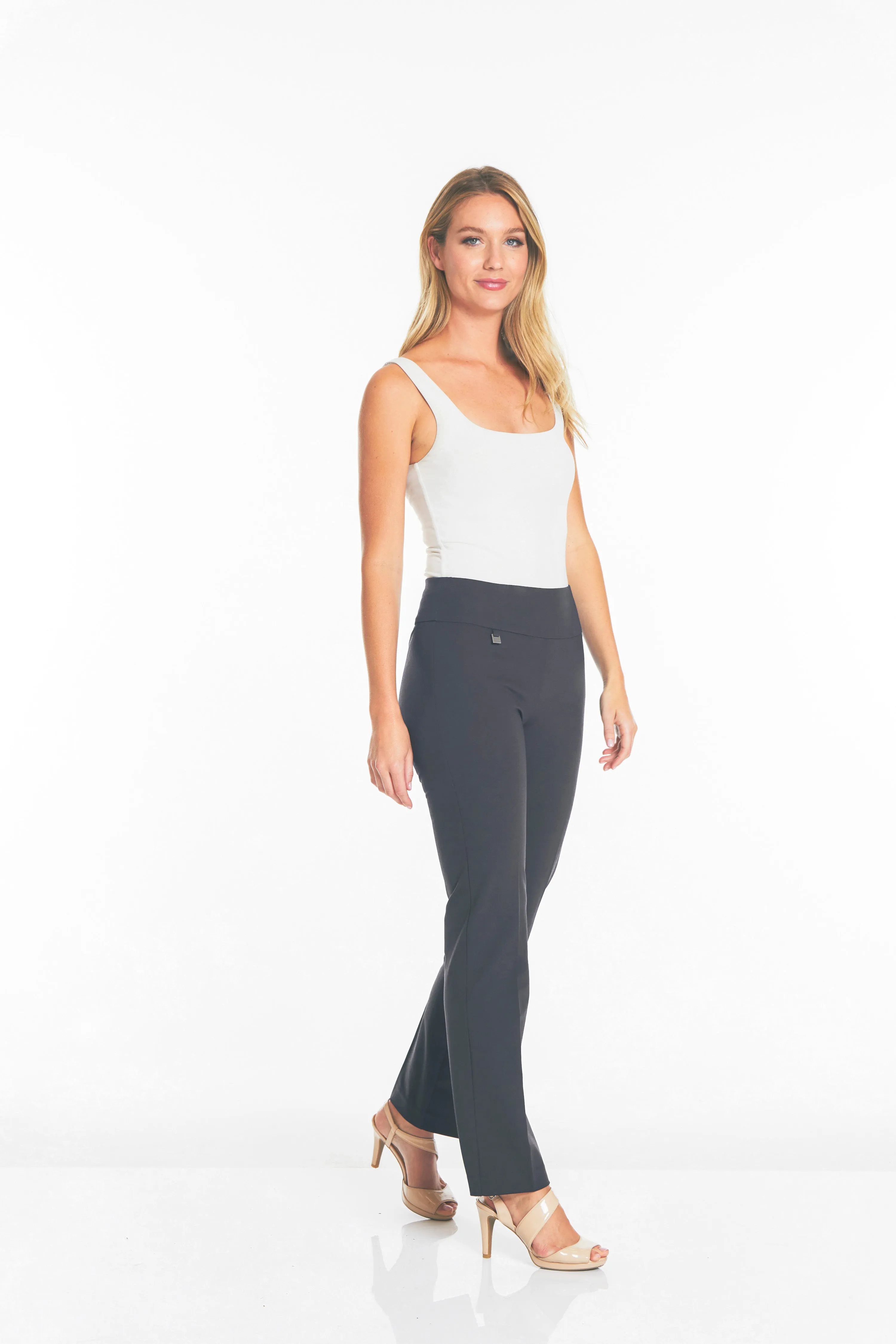 WIDE BAND PULL ON RELAXED LEG PANT - Intense Grey
