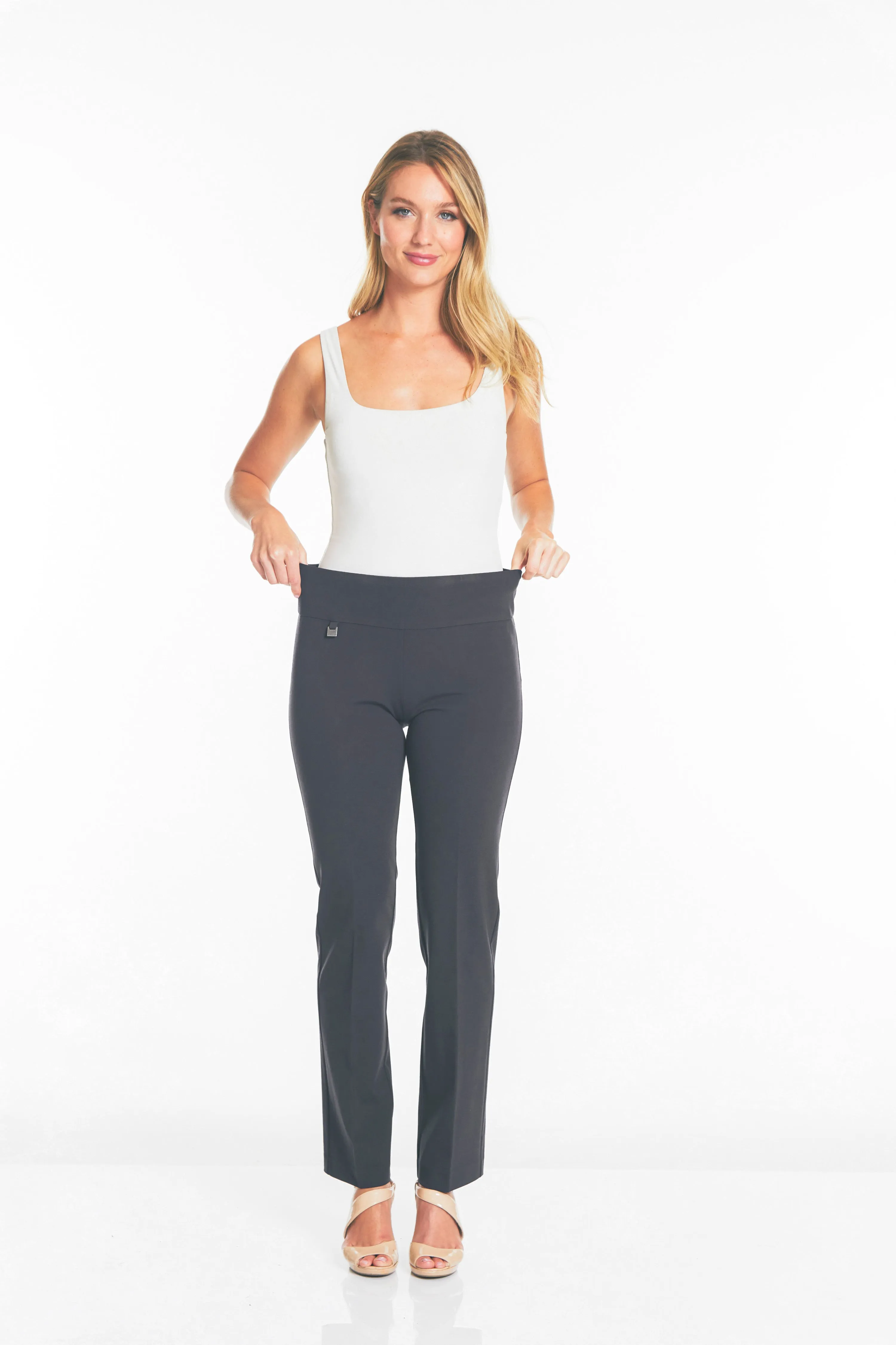 WIDE BAND PULL ON RELAXED LEG PANT - Intense Grey