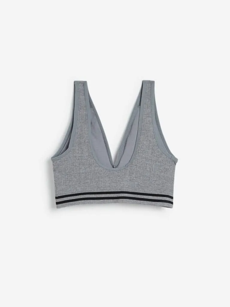 Wunderlove Grey Padded Superstar Sports Bra