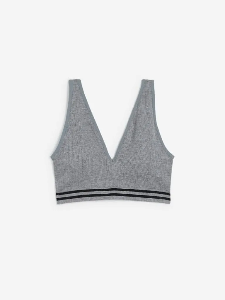 Wunderlove Grey Padded Superstar Sports Bra